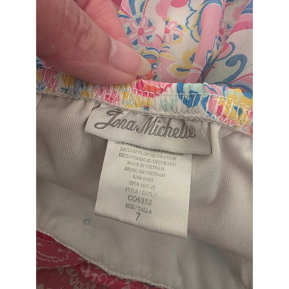 Jona Michelle Girls Tiered Floral Paisley Ruffle Dress Pink‎ Blue Size 7